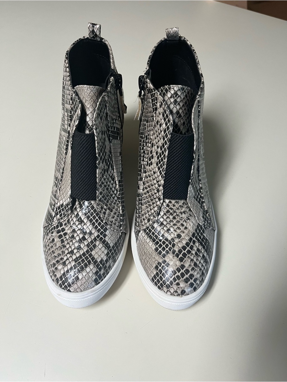 MIA Snake-Print Slip-On Sneakers - Black, White, Gray